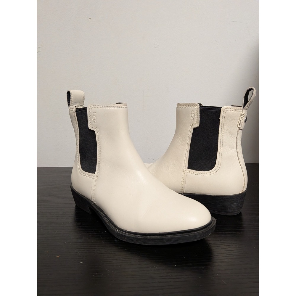 UGG Bonham II white and black Leather Chelsea Ankle Boots Womens - Picture 7 of 16